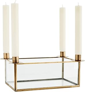 Madam Stoltz Glasbox mit Kerzenständer, 25 x 15 cm für 4 Stilkerzen