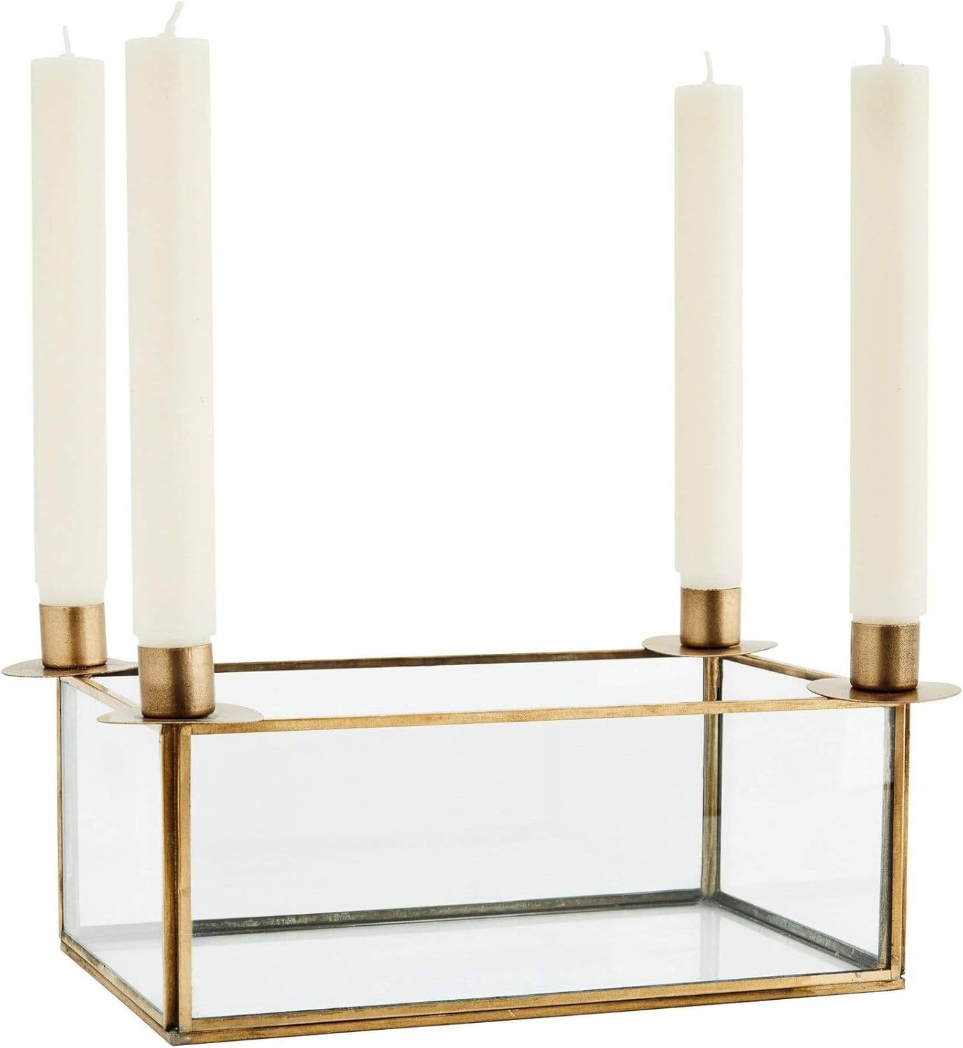 Madam Stoltz Glasbox mit Kerzenständer, 25 x 15 cm für 4 Stilkerzen