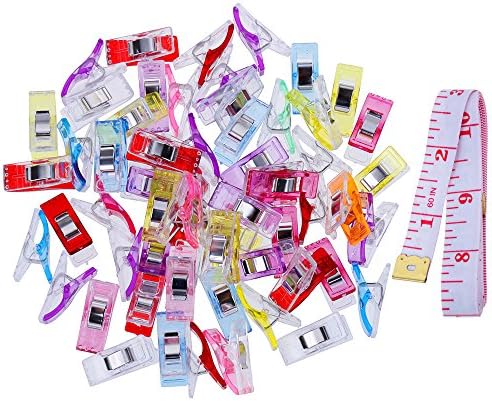Goldge 30 Pieces of Wonder Clips for Sewing and 1 Piece Soft Tape Measure for Sewing Tailor