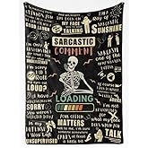 Huglanket Sarcastic Gifts for Women/Men, Bed Flannel Plush Blanket, Funny Gag Gifts for Boss Friend Coworker in Birthday, Christmas - Size 50" x 65" - Loading