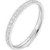 TIGRADE 2mm Women Titanium Eternity Ring Cubic Zirconia Anniversary Wedding Engagement Band Size 3-13.5