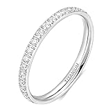 TIGRADE 2mm Women Titanium Eternity Ring Cubic