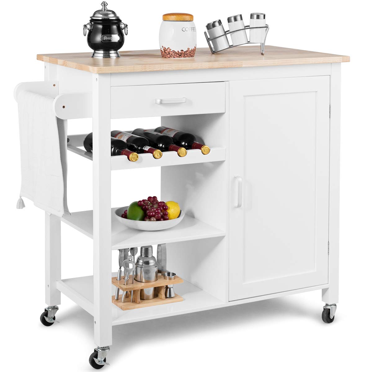 Giantex Kitchen Cart, Kitchen Island Cart with Towel Rack, Rolling