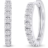 Huggie Hoop Earrings for Women with Round Lab Created Moissanite Dainty Cartilage Earrings in 18K Gold Plated Jewelry Gift for Her