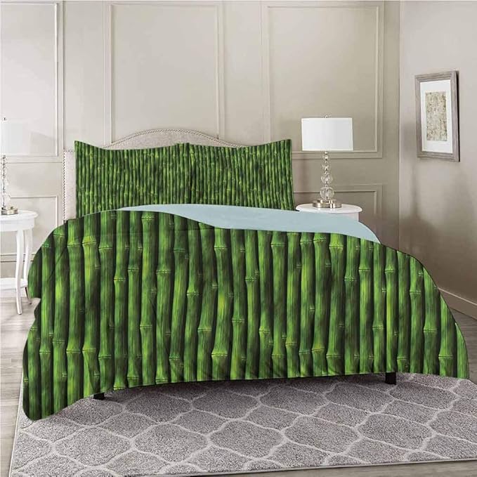 Duvet Cover Set, Bamboo,Tropical Bamboo Stems, Californai King Size 1