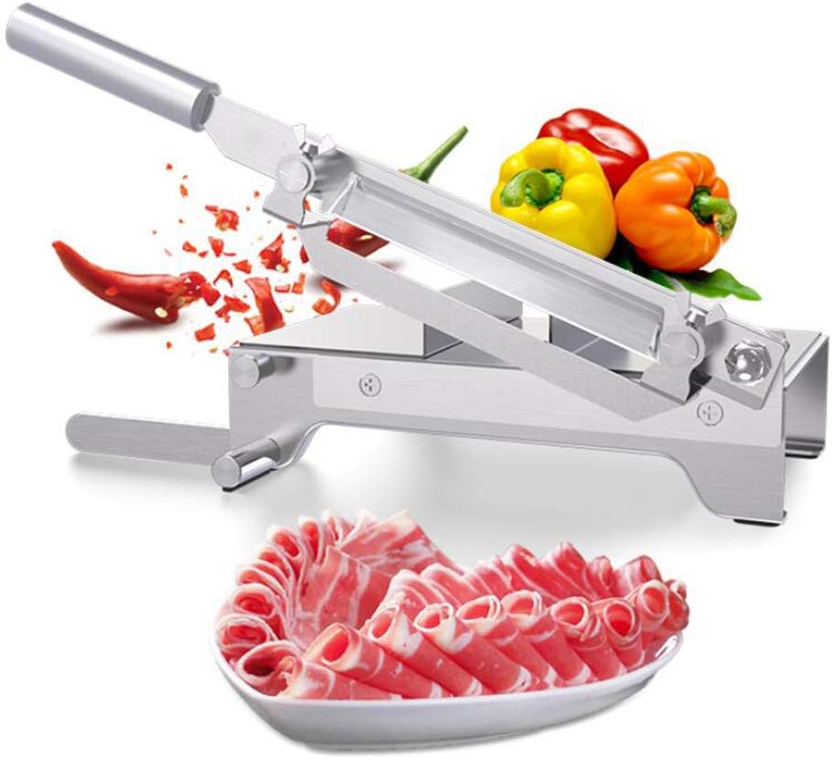 CGOLDENWALL Manual Frozen Meat Slicer Stainless Steel Meat Cutter Beef Mutton Household Roll Meat Vegetable Food Slicer Slicing Machine for Home Cooking Kit of Hot Pot