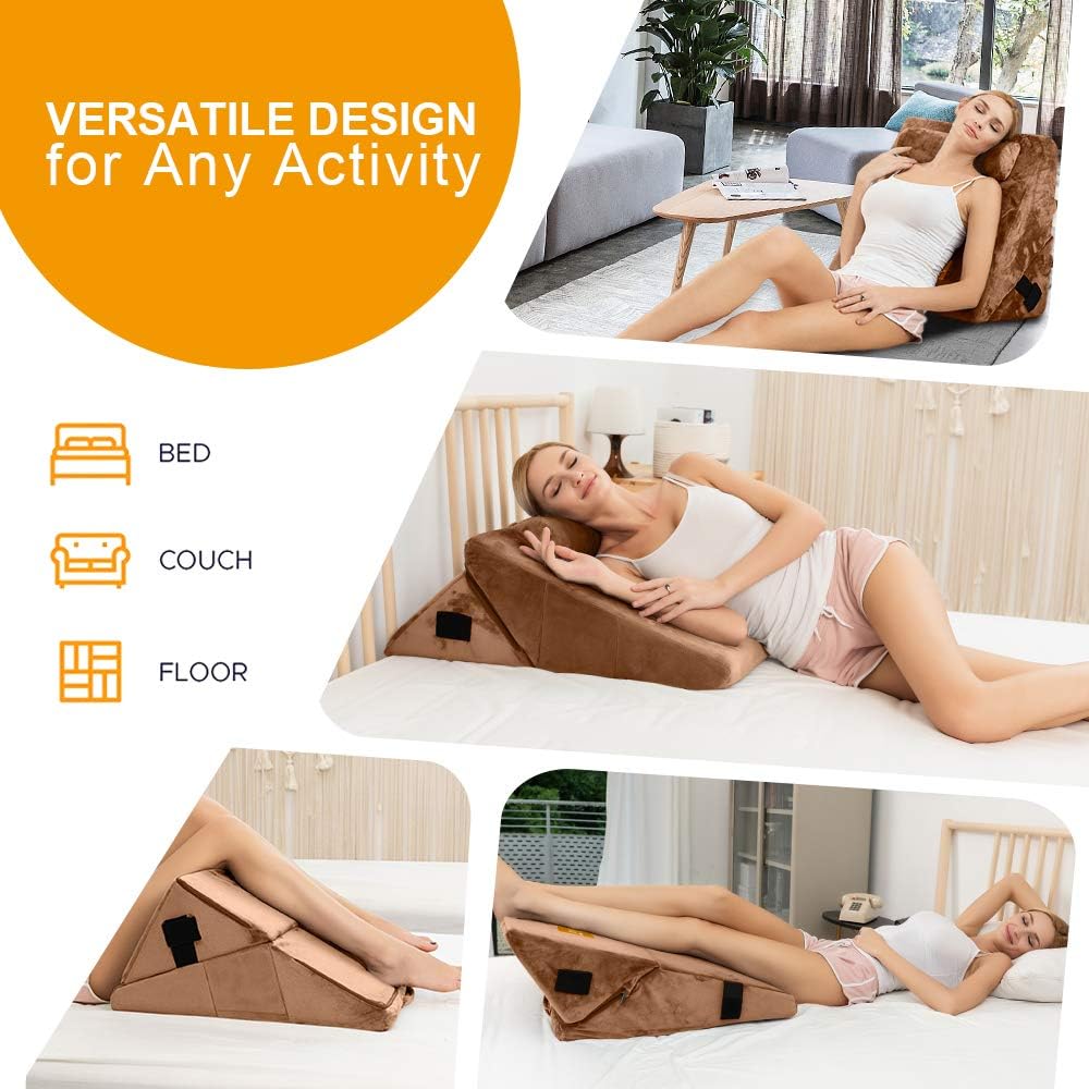 ZOEMO Memory Foam Bed Wedge Pillow for Sleeping, Body Positioners, Neck Back Leg Support Pillow for Sleeping in Bed, Reading Pillow and Bed Rest Pillow for Reading: Home & Kitchen