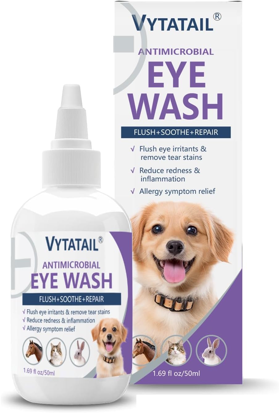 Dog and Cat Eye Wash | Tear Stain Remover Drops for Pets | Gentle Eye Cleaning Solution for Daily Grooming, 50ml