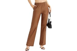 VILIGO Womens Faux Leather Pants Elastic High Waisted Jeans Wide Straight Leg Trousers with Pockets