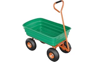 Poly Dump Cart with Quick Release System, 600 LB Heavy Duty Garden Cart with 180° Adjustable Handle & 10 in Tires, Dump Wagon