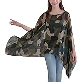 Max Hsuan Women's Loose Solid Sheer Chiffon Caftan Poncho Batwing Tunic Top Blouse Summer Oversized Shirts