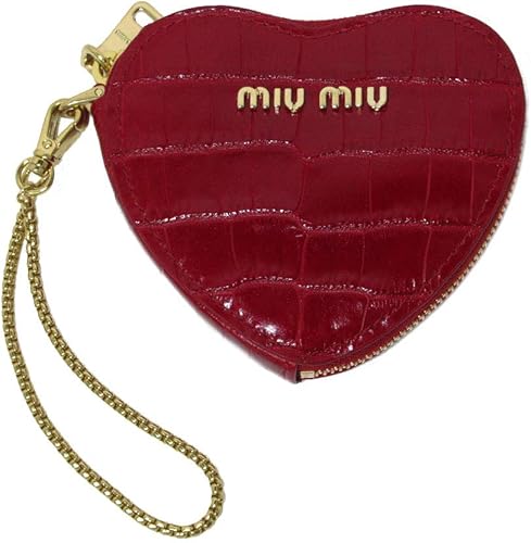 Amazon ミュウミュウ Miu Miu ギャラ無し 財布 5tl358 クロコ調レザー ハート チェーン付き コインケース こ銭入れ 小物入れ ポーチ St Cocco Fuoco アウトレット 並行輸入品 小銭入れ