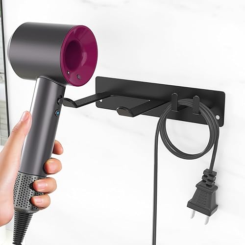 Hair Dryer Holder Wall Mount, Self-Adhesive/Drilling, with Wire