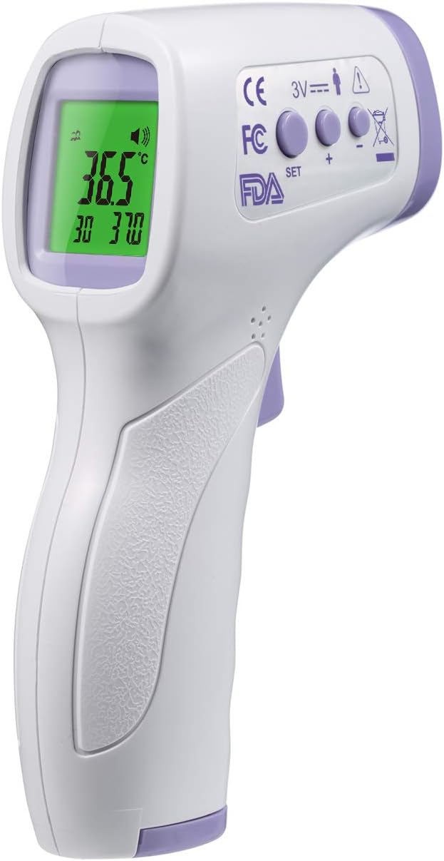 Infrared Forehead Thermometer Non-Contact，Digital Temperature Gun with Fever Alert and Ear Function Instant Reading for Adult, Kids, Baby, Children, ˚C / ˚F (12 Days Delivery)