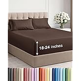 Extra Deep Pocket King Sheets - 4 Piece Breathable & Cooling Bed Sheets - Hotel Luxury Bed Sheet Set - Soft, Wrinkle Free & Comfy - Easily Fits Extra Deep Mattresses - Deep Pocket Brown Sheets Set