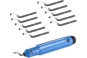 USAMILY Hand Metal Deburring Tool Kit NB1100 Handle and 10 pcs Rotary Deburr Blades for Wood, Aluminum, Copper and Plastic
