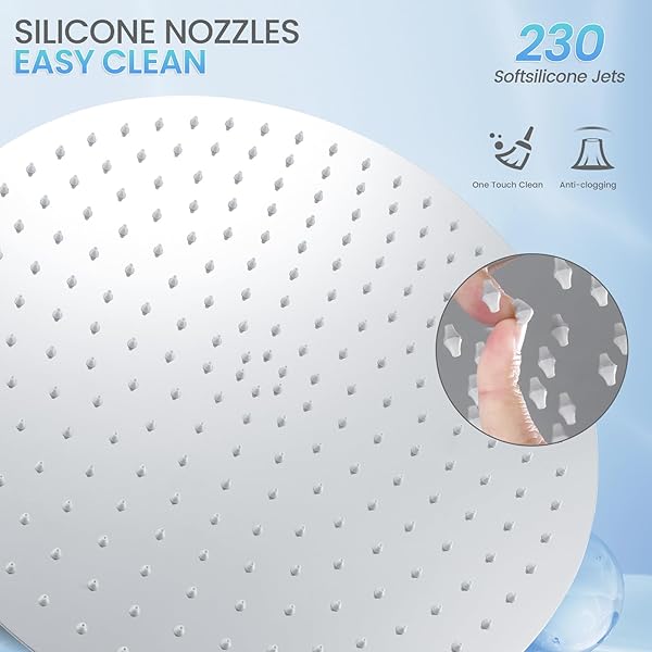 KINLIV 16 INCH ROUND RAINFALL SHOWER HEAD CHROME – ALL METAL STAINLESS STEEL 304, FULL BODY RAINFALL SHOWER WITH 230 SILICONE NOZZLES