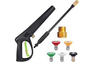 coyardor Pressure Washer Gun with Extension Wand & 5 Spray Nozzle Tips, M22-14mm & M22-15mm Fitting Replacement for Ryobi, Karcher, Powerstroke, Greenworks, and More Electric Power Washer