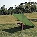OUTRY Waterproof Multi-Purpose Tarp - Tent Stakes Included - Green- S - 4.9ft x 7.2ft / 1.5m x 2.2m, Lightweight Camping Picnic Ground Sheet Cover Cloth Mat Footprint Rain Fly Shelter Tarpaulin