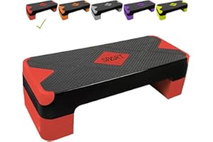 SPART Adjustable Workout Aerobic Stepper, Aerobic Exercise Step Platform with 4 Risers, 3 Levels Adjust 4" - 6" - 8", 26.77" Trainer Stepper with Non-Slip Surface for Home Gym Extra Risers