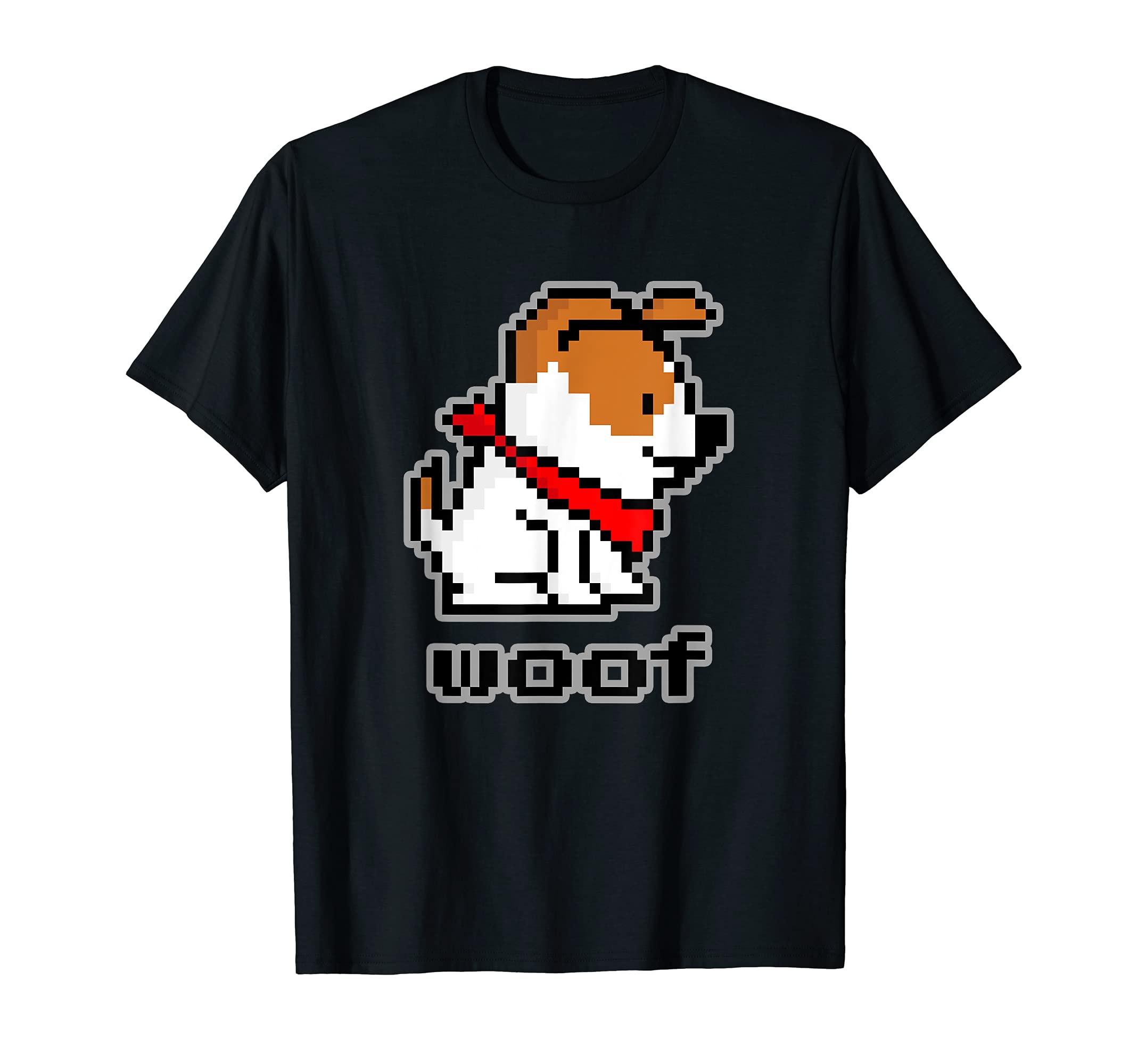 Dog 8-Bit Graphic Woof For Dog Lovers Moms Dads Siblings T-Shirt