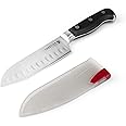 Sabatier Forged Triple-Rivet Santoku Knife with Self-Sharpening Blade Cover, High-Carbon Stainless Steel, 5-inch Razor-Sharp Kitchen Knife for Cutting Fruit and Vegetables
