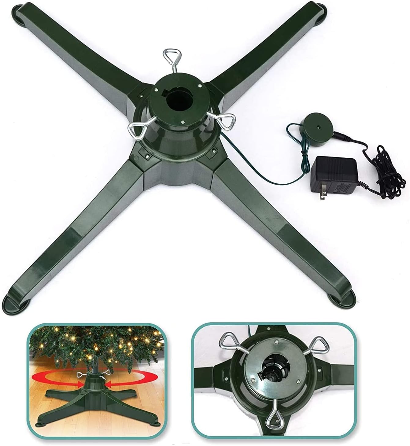 Tree Stands - NOONSIAL Swivel Christmas Tree Stand, 360 Degree Rotating Christmas Tree Stand with Swivel Base for up to 9.8 ft. Artificial Trees,60cm