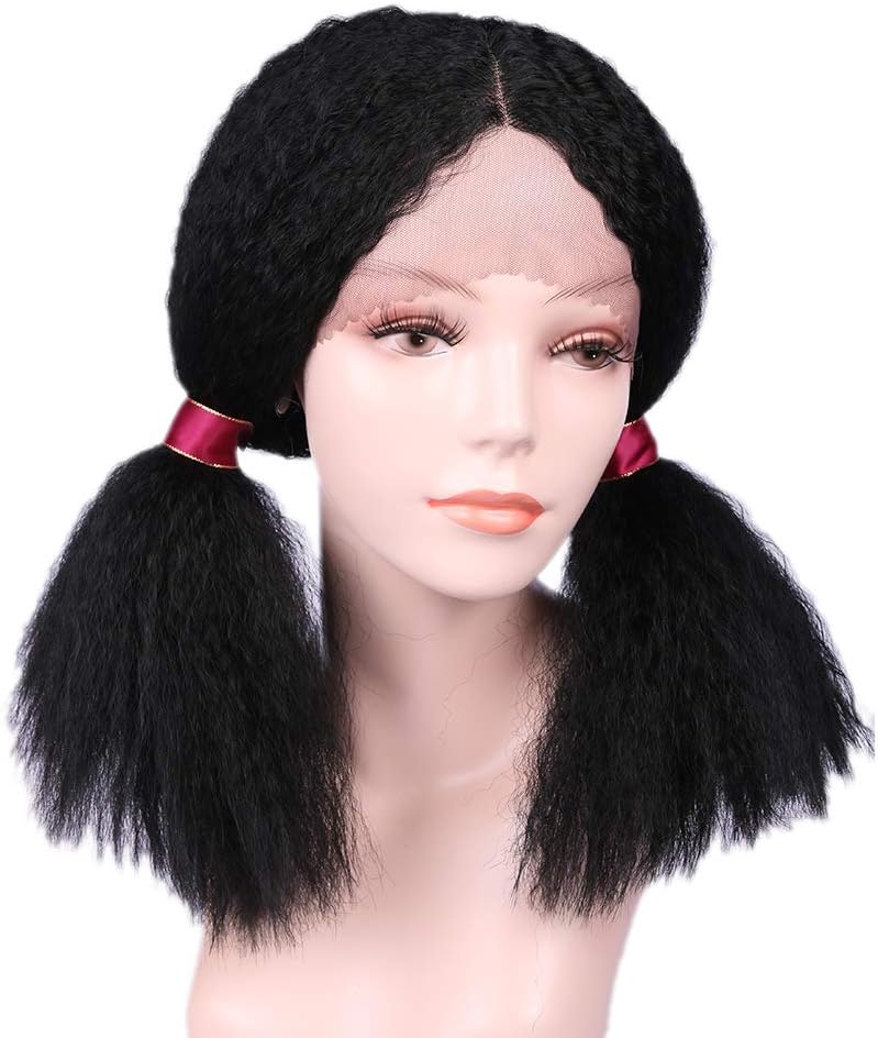 HANNE Lace Front Wig Kinky Straight Synthetic Hair Front Lace Wigs for Black Women (1# Kinky Straight)