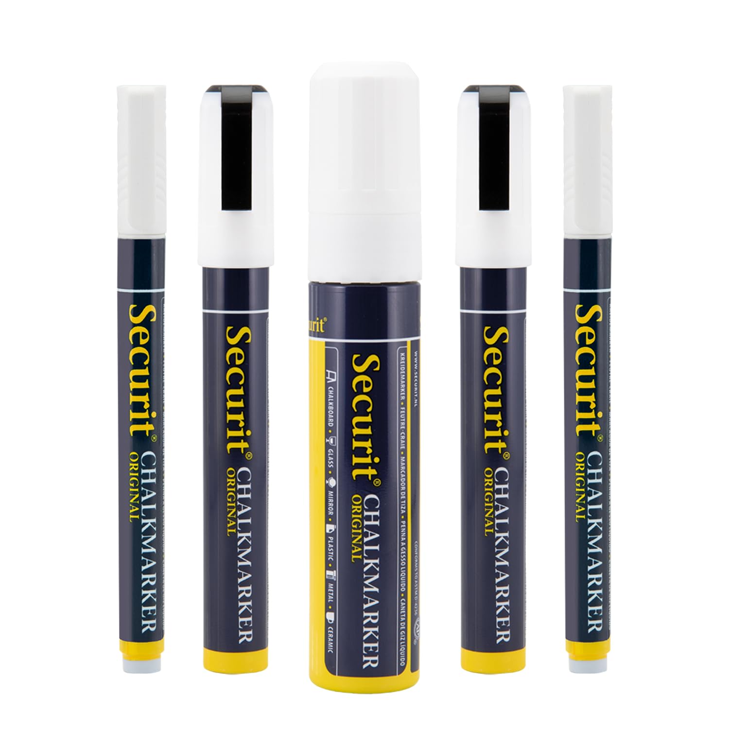 Securit BL-SMAMIX-V5-WT Mixed Liquid Chalk Marker - White (Pack of 5) — image 1