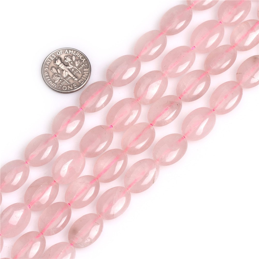 Sweet & Happy Girl's Store 10x14mmOval Gemstone Rose Quartz Beads Strand 15 Inch Jewellery Making Beads