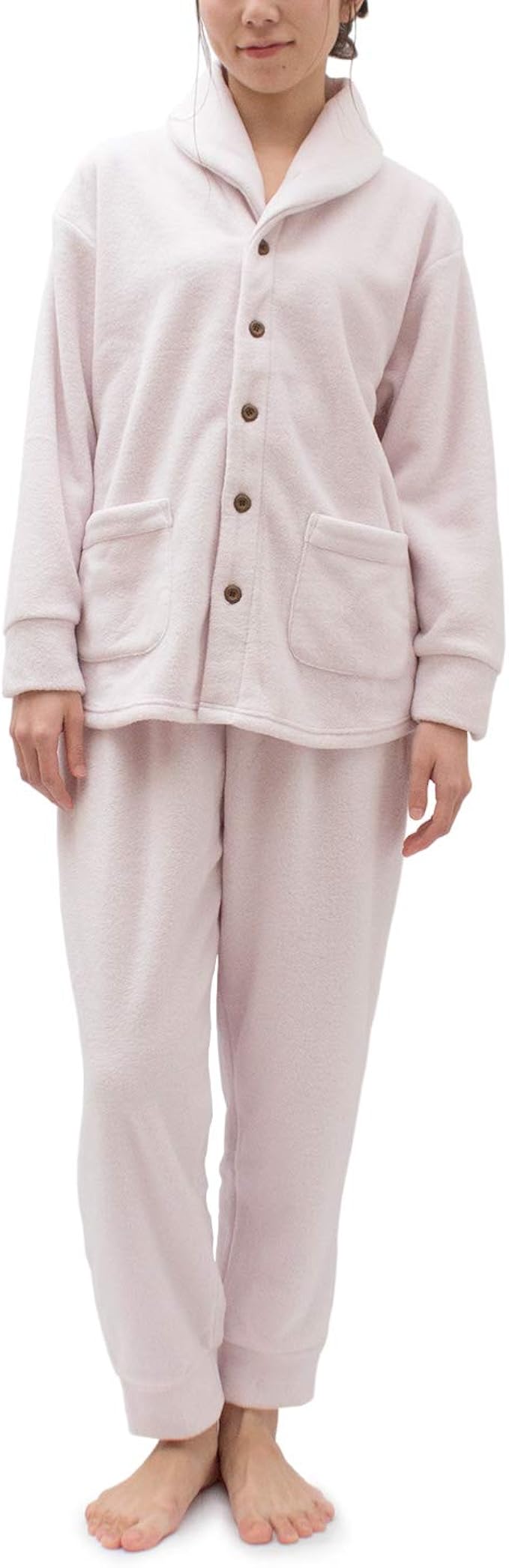 Amazon パジャマ屋 パジャマ フリース 両面起毛 プレミアム 厚地 前開き 長袖 メンズ 兼 レディース スノーピンク Ltサイズ パジャマ 通販