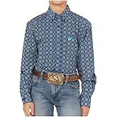Cinch Boy's Blue Print Long Sleeve Button Shirt