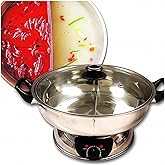 Sonya 5.1L Electric Dual-Sided Hotpot, Stainless Steel Shabu Shabu Hot Pot | Detachable Stainless-Steel Pot and Dishwasher Sa