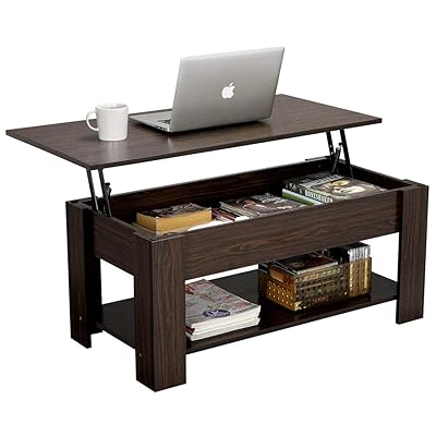 YAHEETECH Modern Lift Top Coffee Table with Hidden Storage Shelf