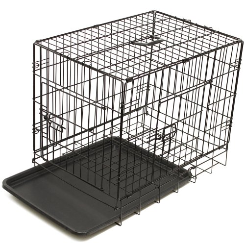 Paws & Pals Dog Crate, 24" Pet Cage, Wire Metal Kennel, with Tray, Foldable & Portable, Durable Steel Wire, Easy Setup, Ideal for Puppies & Kittens, Black