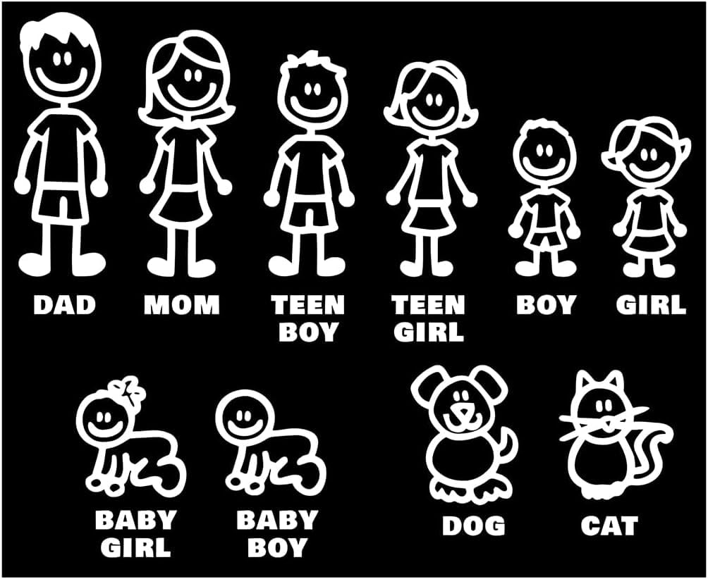 White Family Stickers for Cars, Car Sticker I Love My Family Car Bling Stickers and Decals, Pet Cat Dog Animal, Decal for Car Window Phone Notebook Decorative Cars Walls Exterior Accessories