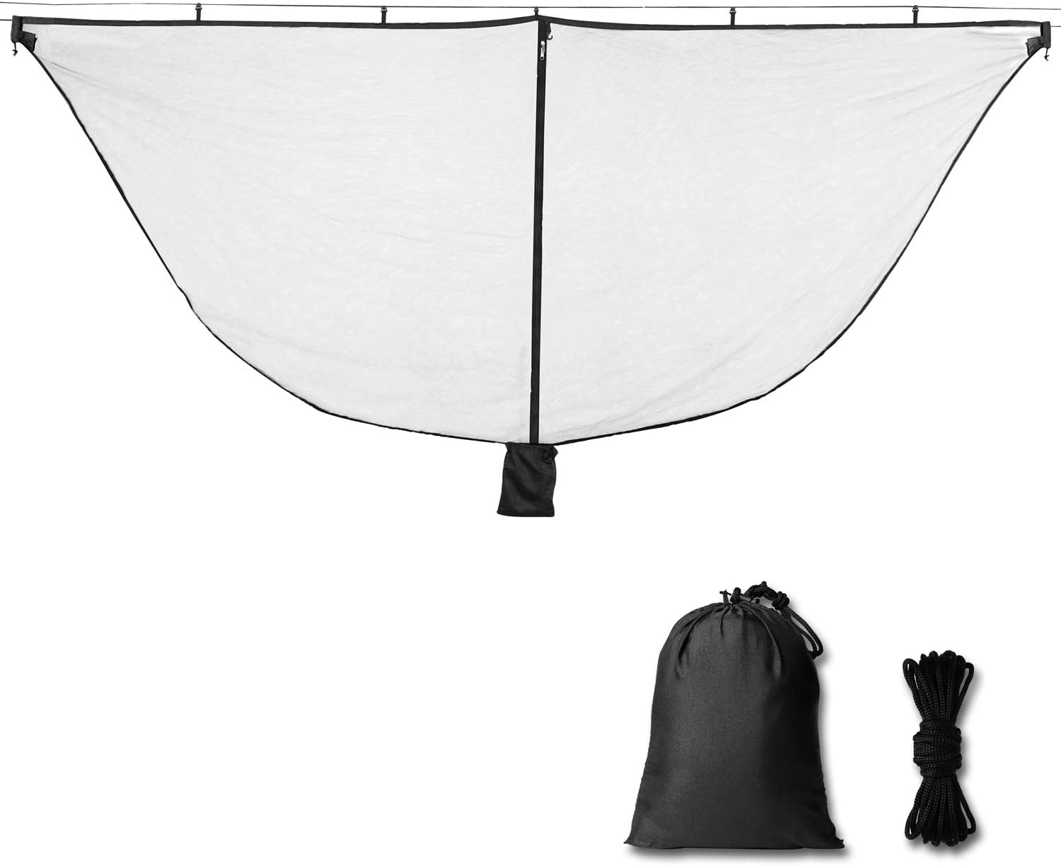 Alucky Hammock Net Camping Mosquito Net, No See Ums & Repels Insect, Polyester Netting for 360 Degree Protection, Double Sided Zipper for Easy Access Fits for All Camping Hammocks（Black: Sports & Outdoors