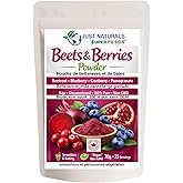 JUST NATURALS SUPERFOODS Beets & Berries Wellness Powder, Beetroot Blueberry Cranberry Pomegranate, Raw Unsweetened, Non-GMO,