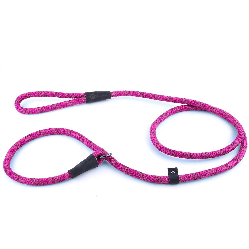 Max and Neo Rope Slip Lead Reflective 5 Foot - We Donate a Leash to a Dog Rescue for Every Leash Sold (5 FT x 1/2", Pink)