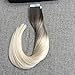 Full Shine Tape in Hair Extensions - 14 Inch Real Human Hair Color 3 Dark Brown and 8 Fading to 613 Bleach Blonde - 20 Pcs 50G Double Sided Extensions