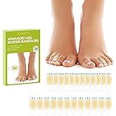 Bukihome Gel Hydrocolloid Bandage Pads - 24 Count Blister Cushions for Foot, Toe, Heel - Water Resistant Bandages for Prevention & Recovery (Toe Pack)