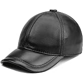 MALINRSSE Men's Lambskin Leather Baseball Cap for Outdoor Sports Winter Hat