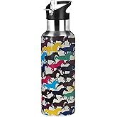 Kids Water Bottle with Straw,Horse Bottle Vacuum Insulated Stainless Steel Travel Mugs Tumbler For Sport School Outdoor 20 oz