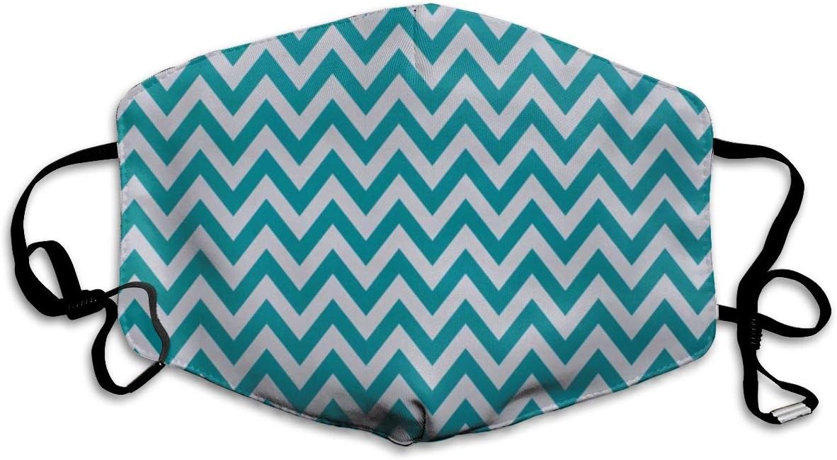 Dust Mask Turquoise Chevron Face Mask Fashion Anti-dust Reusable Cotton Comfy Breathable Safety Mouth Cover Masks for Women Man Running Cycling Outdoor