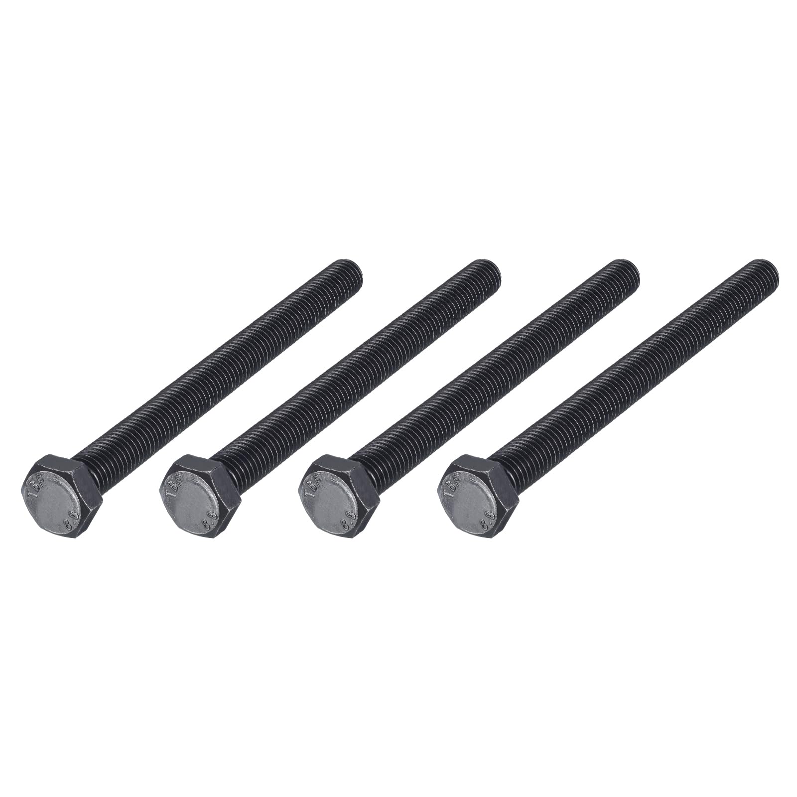 METALLIXITY Hex Bolts (M12-1.75x150mm) 4Pcs, 8.8 Grade Carbon Steel Fully Threaded Black Oxide, Coarse Thread UNC Hex Head Screw Bolt - for Furniture Repair