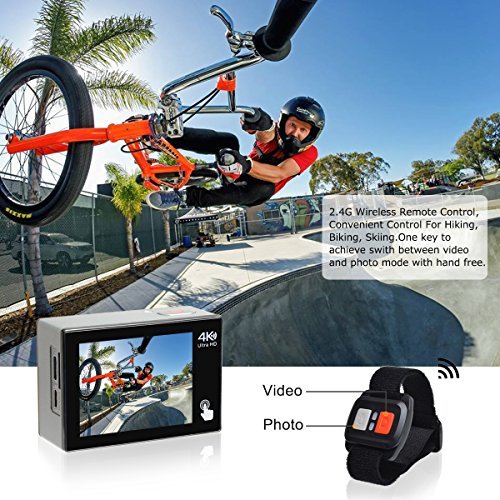 Caméra Sport, Campark X20 Action Cam 4K Ultra HD WIFI Écran tactile 20MP SONY Capteur Caméscope Étanche 30M 170 °Grand-angle avec Télécommande, EIS, 2 1050mAh Batteries et Accessoires