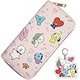 Educatgame Kpop Army Wallet with Bag Charm, Cute Long Zipper Faux Leather Wallet, Cute Stuff/Accessories or Gift for Teen Girls & Women (A)