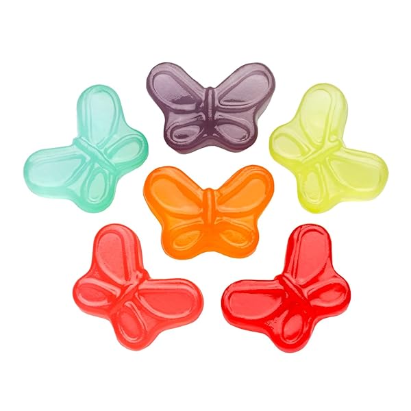 FRUIDLES BUTTERFLIES MINI GUMMY CANDY, ASSORTED FRUIT FLAVORS, ALLERGY FRIENDLY, NON-GMO, NO ARTIFICIAL SWEETENERS (1 POUND)