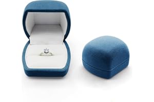 AfitLulu Luxury Ring Jewelry Box, Square Style Swan Velvet Ring Box for Unique Proposals, Engagements and Weddings (peacock b