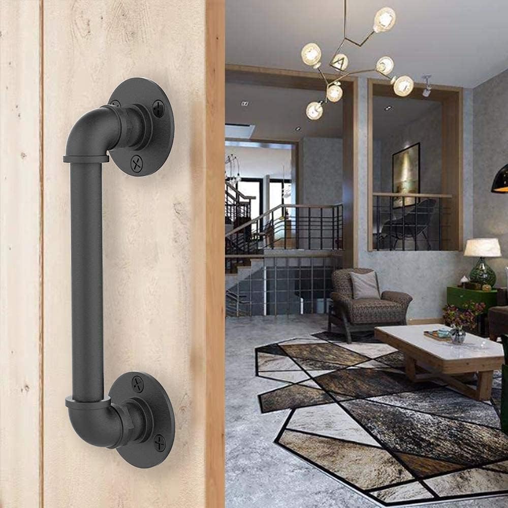 1PC Retro Door Handle for Sliding Barn Door Furniture Hardware, Black Door Pull Handle 26CM/10 Inch